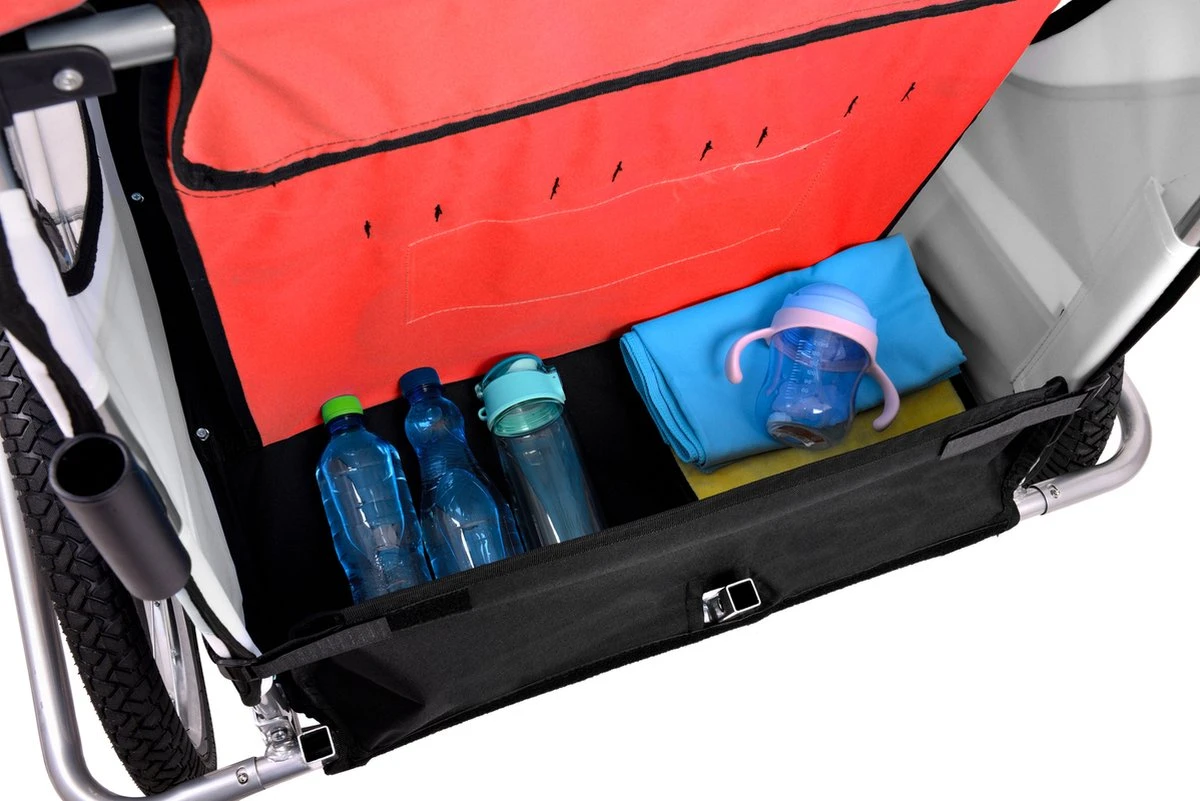 Fietskar Voor Kinderen - Met Buggyfunctie - En Schokbrekers - Rood 17 Fietskar Voor Kinderen - Met Buggyfunctie - En Schokbrekers - Rood - Afbeelding 17