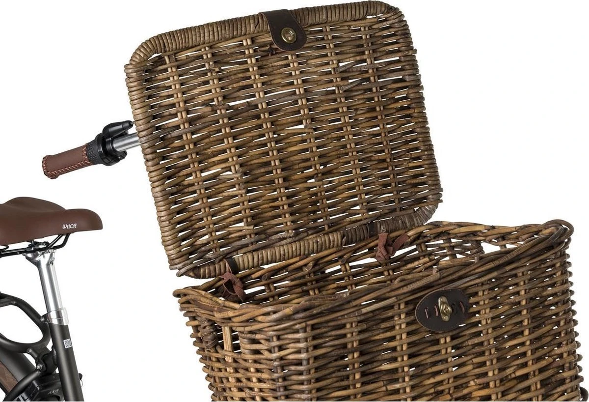 Fastrider Sera Rotan Fietsmand - Bruin - 26L - Handgemaakt - Met Klep 6 Fastrider Sera Rotan Fietsmand - Bruin - 26L - Handgemaakt - Met Klep - Afbeelding 6