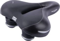 Contec Elliptic+ City/Tour Zadel - Breed Fietszadel Dames - Met +Gel Vulling - Uitsparing Tegen Zadelpijn - Zwart