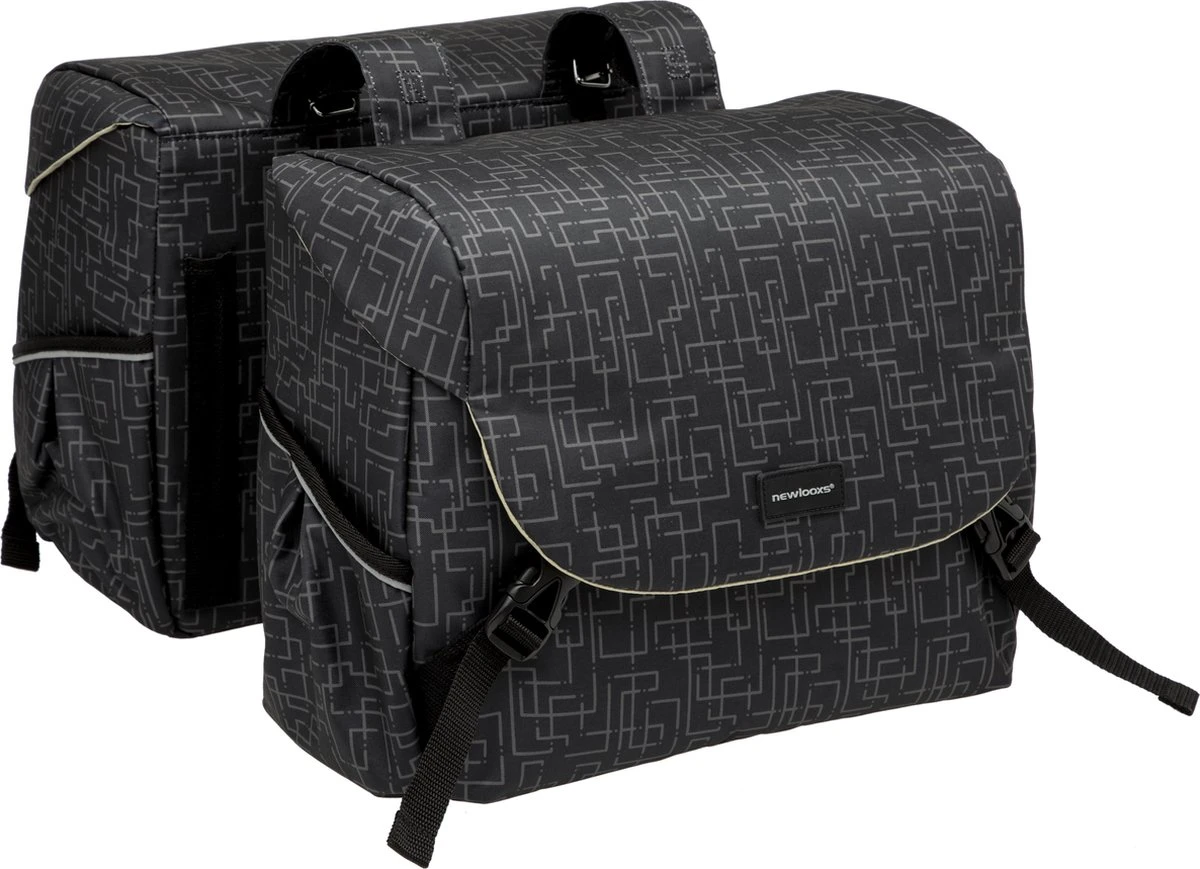 New Looxs Ivy Mondi Joy Dubbele Fietstas - 38 Liter - Zwart 1 New Looxs Ivy Mondi Joy Dubbele Fietstas - 38 Liter - Zwart