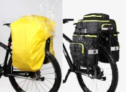 Fietstassen Dubbel Rugzak Fietstas Rugtas Bagagedrager Fiets Regenhoes Zwart Groen 60L - RHINOWALK® -BASIL Verkoop 1200x878 1