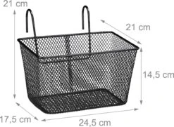 Relaxdays Fietsmand Stuur - Fietsmandje Met Haken - Fiets Mand Voorop - Klein - Metaal - Zwart -BASIL Verkoop 1200x879 6