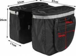 Merkloos Luxe Dubbele Bagagedragertas - Bicycle Bag - Grote Dubbele Afneembare Bagagedrager Fietstas - Trunkbag - Waterproof - Bikepacking Tas Houder - Trunkbag Met 4 Vakken - 28 Liter Opbergruimte - Zwart -BASIL Verkoop 1200x880 1