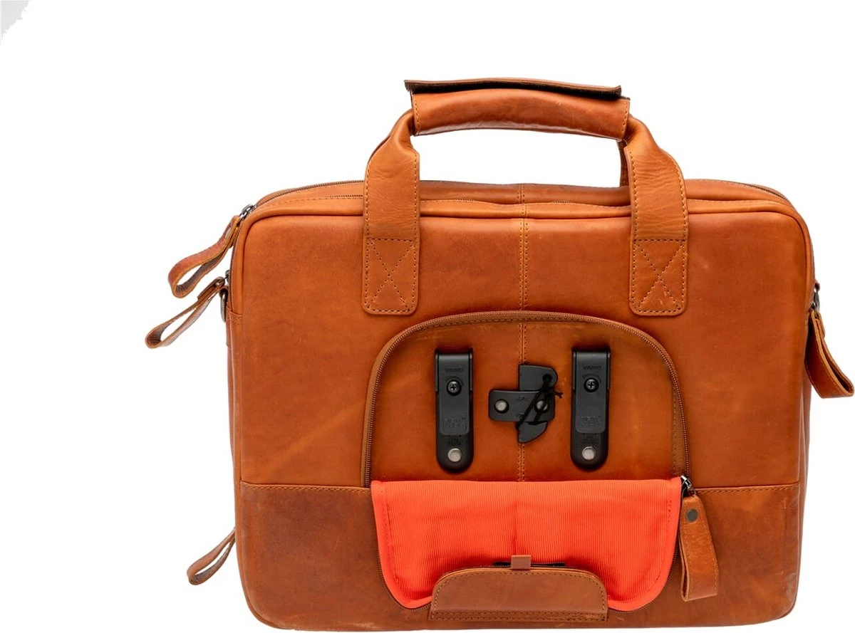 New Looxs Cali Laptoptas Fietstas - Leer - 15 Inch Laptopvak - 17 Liter - Cognac 6 New Looxs Cali Laptoptas Fietstas - Leer - 15 Inch Laptopvak - 17 Liter - Cognac - Afbeelding 6