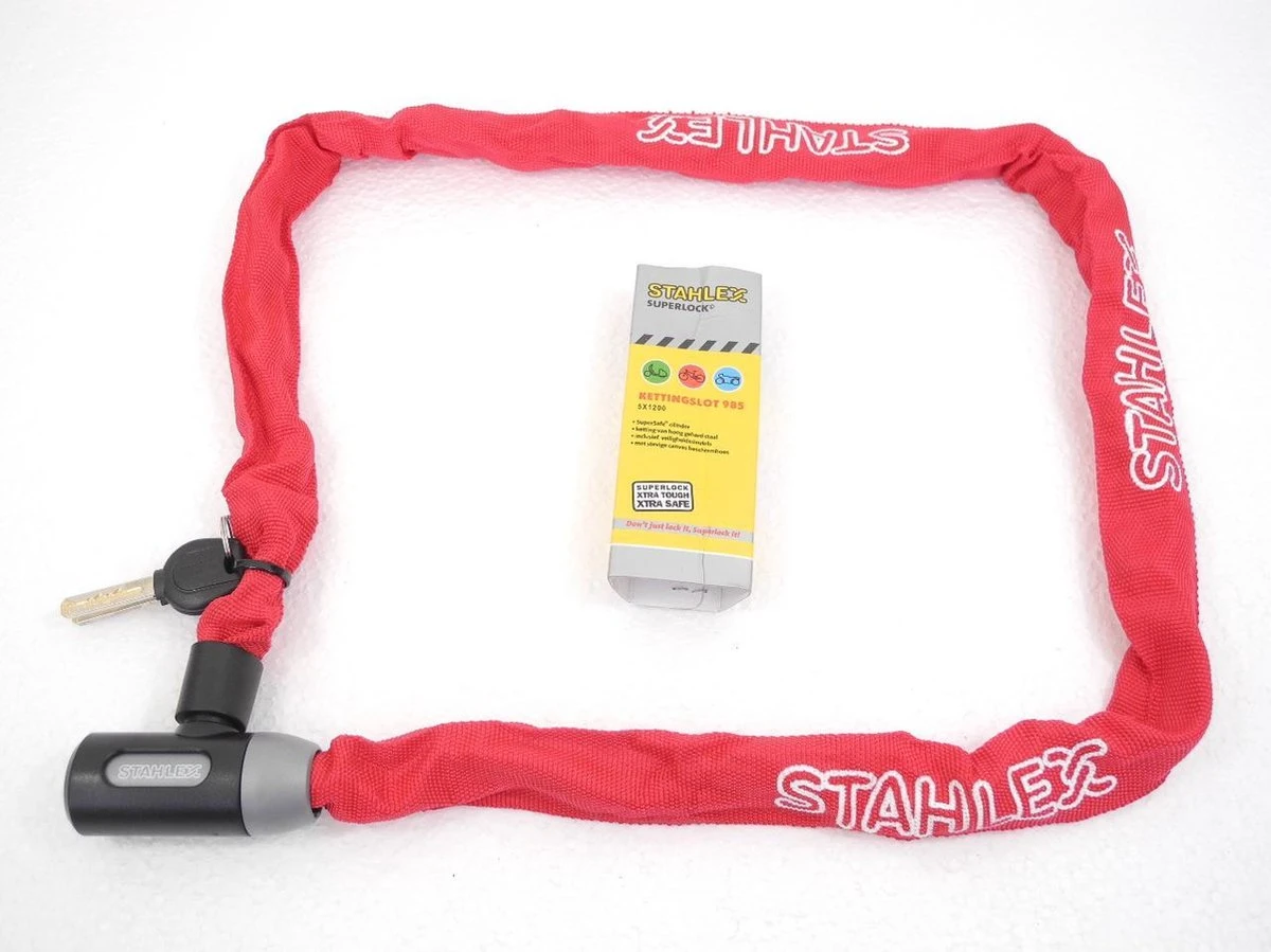 Benson Stahlex Ø5mm / 120cm Kettingslot Fietsslot | 635g Ideaal Gewicht Voor Een Fietser | Zeer Goede Kwaliteit | Rood 1 Benson Stahlex Ø5mm / 120cm Kettingslot Fietsslot | 635g Ideaal Gewicht Voor Een Fietser | Zeer Goede Kwaliteit | Rood