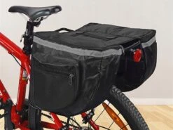 Merkloos Luxe Dubbele Bagagedragertas - Bicycle Bag - Grote Dubbele Afneembare Bagagedrager Fietstas - Trunkbag - Waterproof - Bikepacking Tas Houder - Trunkbag Met 4 Vakken - 28 Liter Opbergruimte - Zwart -BASIL Verkoop 1200x900 13