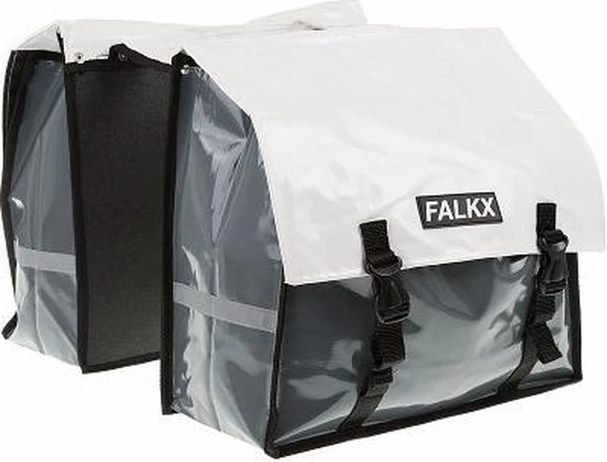 Falkx Dubbele Fietstas Wit / Grijs - 40 L - Bisonyl - Geschikt Voor E-bikes 1 Falkx Dubbele Fietstas Wit / Grijs - 40 L - Bisonyl - Geschikt Voor E-bikes