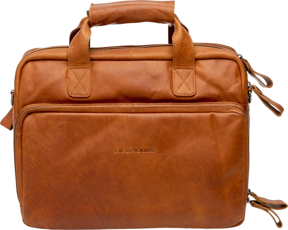 New Looxs Cali Laptoptas Fietstas - Leer - 15 Inch Laptopvak - 17 Liter - Cognac 2 New Looxs Cali Laptoptas Fietstas - Leer - 15 Inch Laptopvak - 17 Liter - Cognac - Afbeelding 2
