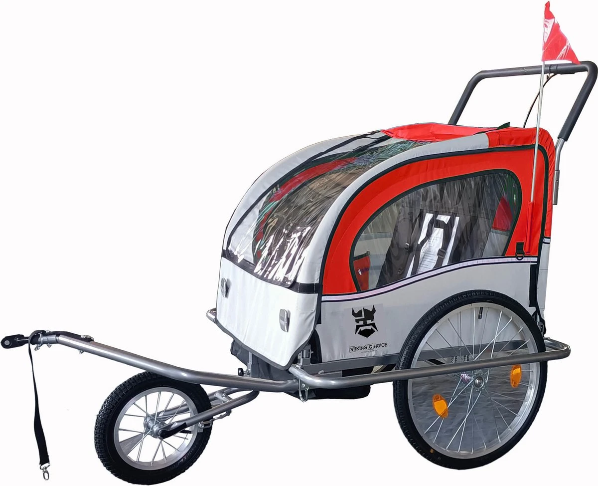 Fietskar Kind - Fietsaanhanger - Met Schokbreker - Rood 2 Fietskar Kind - Fietsaanhanger - Met Schokbreker - Rood - Afbeelding 2