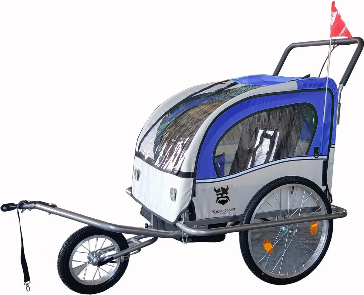 Fietskar Kind - Fietsaanhanger - Met Schokbreker - Blauw 2 Fietskar Kind - Fietsaanhanger - Met Schokbreker - Blauw - Afbeelding 2