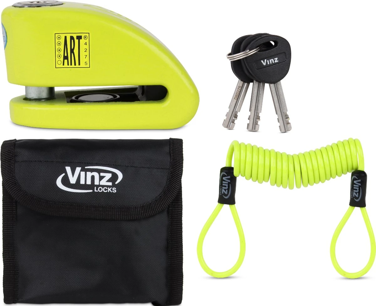 VINZ Pico Schijfremslot Alarm ART4 - Geel 2 VINZ Pico Schijfremslot Alarm ART4 - Geel - Afbeelding 2