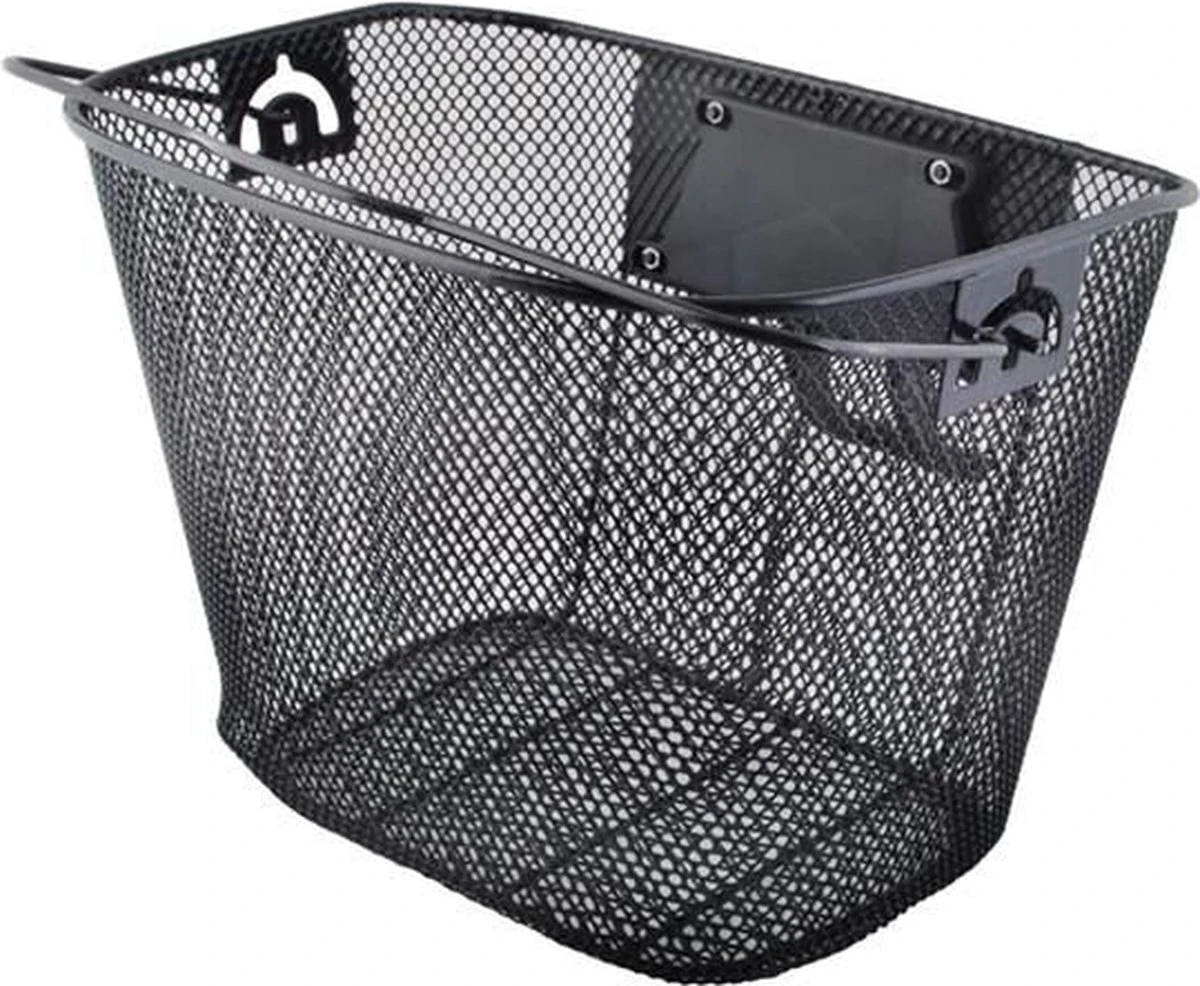 Metalen Stuur Fietsmand Inclusief Bevestigingssysteem - Afneembaar - Voor Op De Fiets - 33 X 25 X 23 Cm - Zwart 2 Metalen Stuur Fietsmand Inclusief Bevestigingssysteem - Afneembaar - Voor Op De Fiets - 33 X 25 X 23 Cm - Zwart - Afbeelding 2
