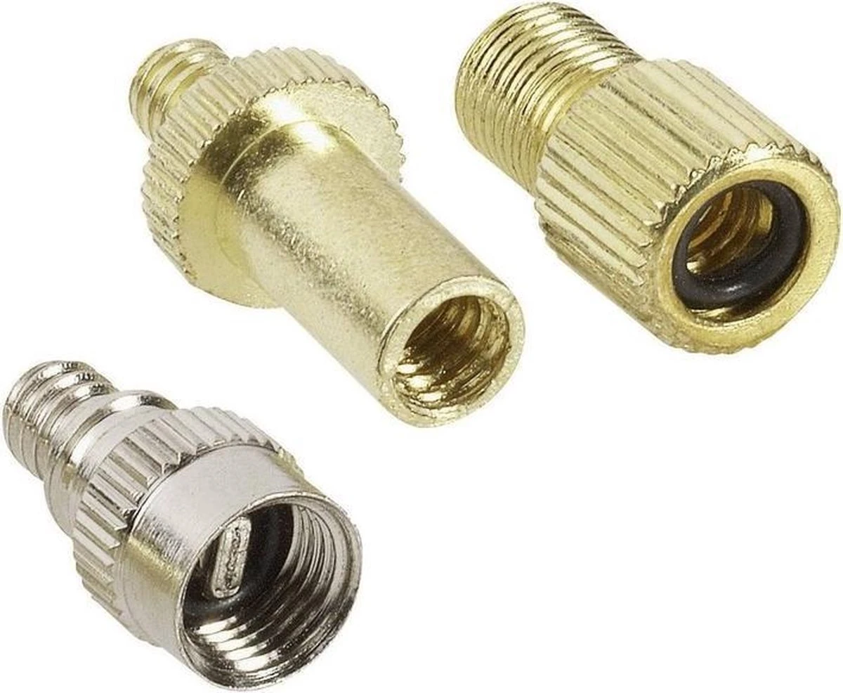 Merkloos Set Van 2x Stuks Verloopnippel Voor Fietsventiel - 3-delig - Oa Frans Ventiel Verloopstukje/opzetstukje 1 Merkloos Set Van 2x Stuks Verloopnippel Voor Fietsventiel - 3-delig - Oa Frans Ventiel Verloopstukje/opzetstukje