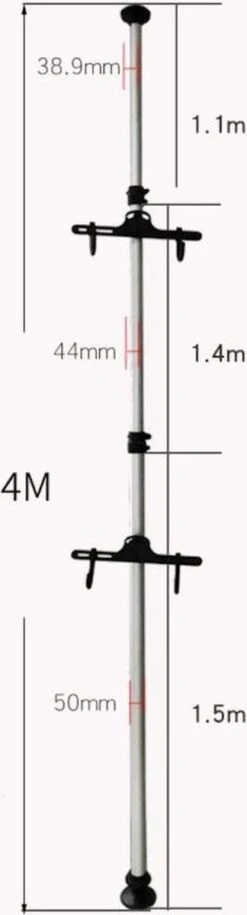 Merkloos Decopatent® PRO Plafond Fiets Ophangsysteem Voor 2 Fietsen - Staand Fietsenrek 2 Fietsen - Fietsenhouder Met Telescoop Opbergstang -BASIL Verkoop 324x1200