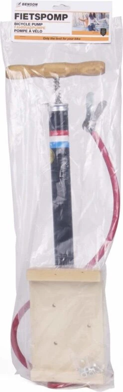 Benson Nederlandse Klassieke Fietspomp - Houten Voetplaat - Max Druk 3 Bar -BASIL Verkoop 378x1200