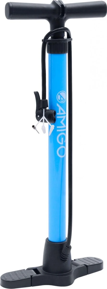 AMIGO Fietspomp M1 - Vloerpomp Voor Hollands Ventiel/ Frans Ventiel/ Autoventiel - Blauw 2 AMIGO Fietspomp M1 - Vloerpomp Voor Hollands Ventiel/ Frans Ventiel/ Autoventiel - Blauw - Afbeelding 2