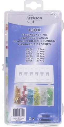 Benson Steekzekeringen Set - 120 Delig - Div Soorten AMP Zekeringen -BASIL Verkoop 605x1200 1