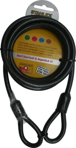 Merkloos Stahlex Staalkabel 1.5 Meter X 8 Mm Met Lussen Geplastificeerd -BASIL Verkoop 616x1200