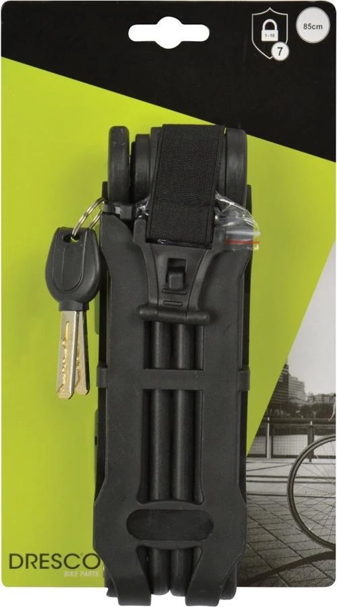 Dresco - Vouwslot - 85x5,5cm - Met Houder - Zwart 1 Dresco - Vouwslot - 85x5,5cm - Met Houder - Zwart