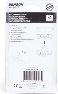 Benson Fiets Achterlicht / Staartreflector Fietsverlichting 2x LED Universeel -BASIL Verkoop 745x1200 7