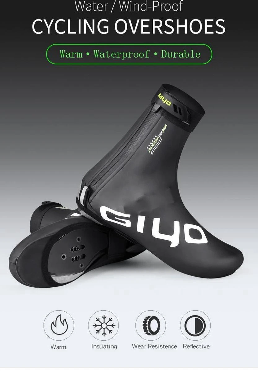 Giyo Overschoenen - Maat 41-43 (L) - 1 Paar - Mountainbike - Wielrennen - Zwart - Wind En Waterdicht - Waterproof - Regen - Vorst 3 Giyo Overschoenen - Maat 41-43 (L) - 1 Paar - Mountainbike - Wielrennen - Zwart - Wind En Waterdicht - Waterproof - Regen - Vorst - Afbeelding 3