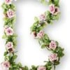Basil Roses Flower Garland Bloemenstreng - Met Rozen – Roze