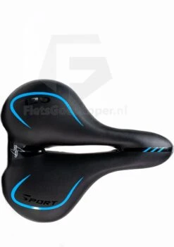 Voltano City / Tour Fietszadel - Comfortabel Gel Zadel - Met Uitsparing - Unisex - Zwart / Blauw - Elastomeren Vering Voor Extra Comfort -BASIL Verkoop 845x1200 3