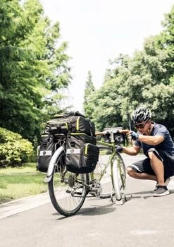 Fietstassen Dubbel Rugzak Fietstas Rugtas Bagagedrager Fiets Regenhoes Zwart Groen 60L - RHINOWALK® -BASIL Verkoop 848x1200 2