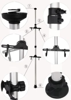 Merkloos Decopatent® PRO Plafond Fiets Ophangsysteem Voor 2 Fietsen - Staand Fietsenrek 2 Fietsen - Fietsenhouder Met Telescoop Opbergstang -BASIL Verkoop 855x1200 7