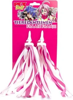 PexKids Fraaie Franje Stuurslingers - Streamers - Stuur Versiering 26 Cm Roze/Wit