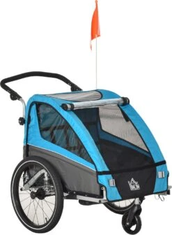 HOMCOM 3-in-1 Kinderaanhanger Jogger Fietskar Voor 2 Kinderen Aluminium 440-018 -BASIL Verkoop 883x1200 2