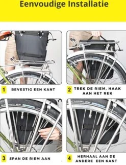 Fietstassen Dubbel Rugzak Fietstas Rugtas Bagagedrager Fiets Regenhoes Zwart Groen 60L - RHINOWALK® -BASIL Verkoop 919x1200