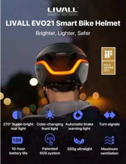 Livall EVO21 Black Medium - (Smart) Fietshelm - SOS Functie - LED Richtingaanwijzers - Smart Verlichting -BASIL Verkoop 928x1200 12