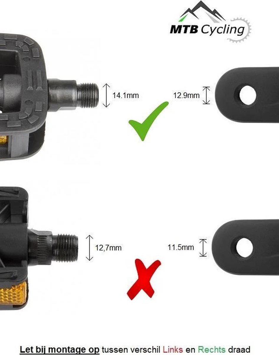 Fiets Pedalen - Anti Slip - Trappers Voor Fiets Met Reflector - 14.2mm Schroefdraad - 9/16 Inch -Zwart 4 Fiets Pedalen - Anti Slip - Trappers Voor Fiets Met Reflector - 14.2mm Schroefdraad - 9/16 Inch -Zwart - Afbeelding 4