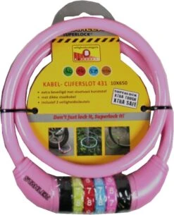 Benson Stahlex Ø10mm / 65cm Kabelslot Schlechts 230g Met Cijferslot | Het Eerste Fietsslot Voor Uw Kind | Roze -BASIL Verkoop 971x1200