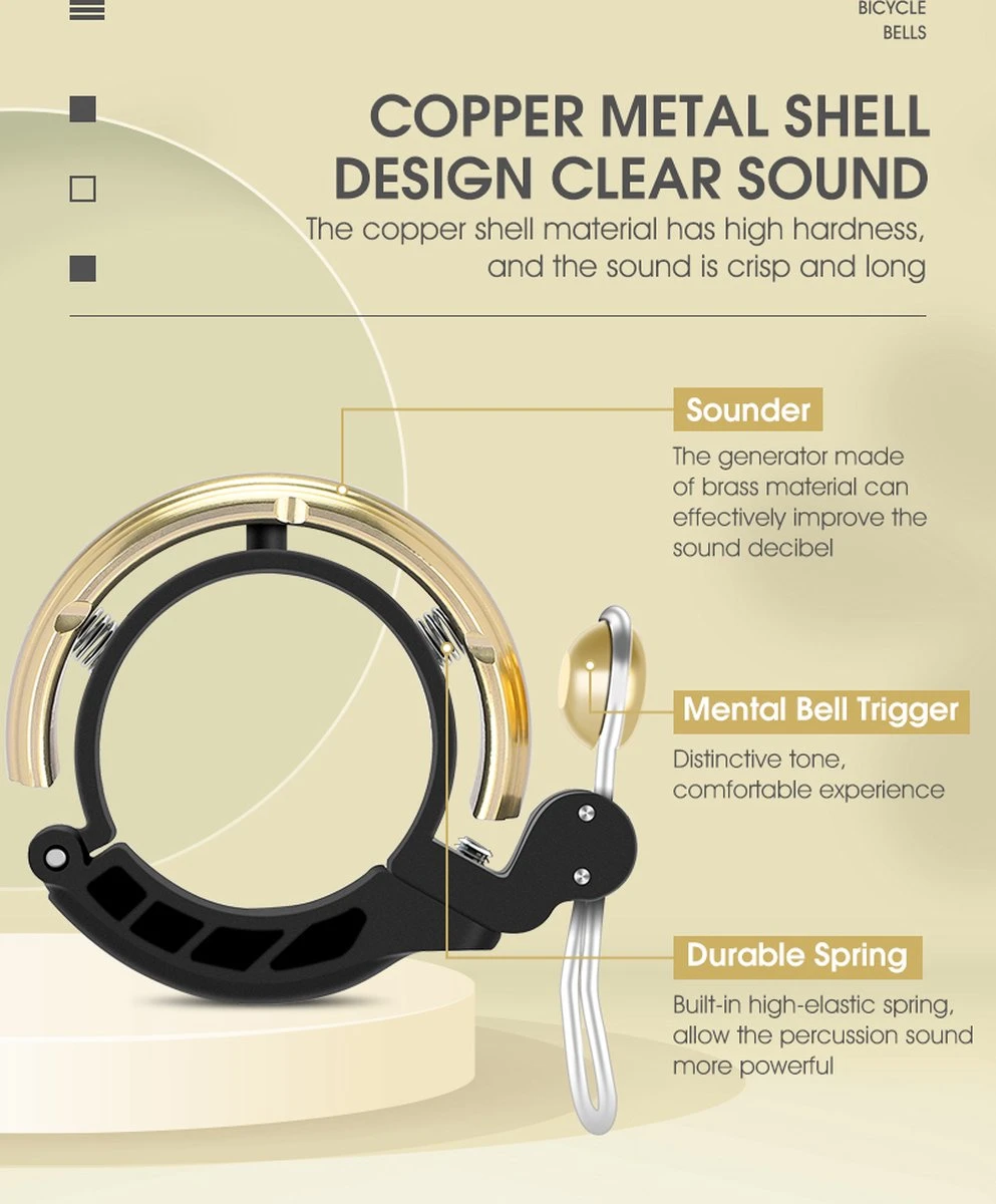 Fietsbel Goud Voor Racefiets Fiets Scooter En Motor - Mountainbike Accesoires En Wielrennen - Wielersport En Motorsport 7 Fietsbel Goud Voor Racefiets Fiets Scooter En Motor - Mountainbike Accesoires En Wielrennen - Wielersport En Motorsport - Afbeelding 7