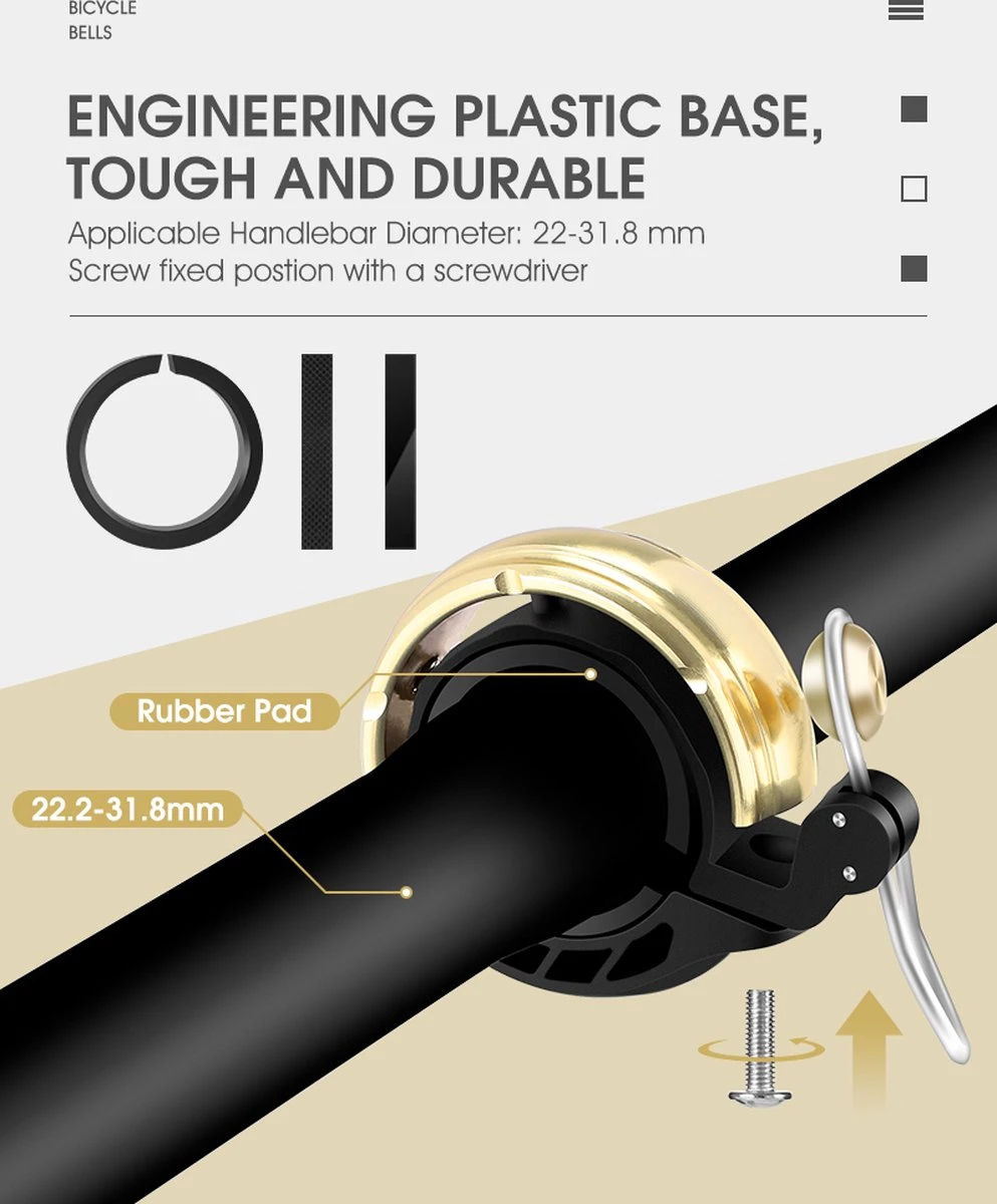 Fietsbel Goud Voor Racefiets Fiets Scooter En Motor - Mountainbike Accesoires En Wielrennen - Wielersport En Motorsport 8 Fietsbel Goud Voor Racefiets Fiets Scooter En Motor - Mountainbike Accesoires En Wielrennen - Wielersport En Motorsport - Afbeelding 8