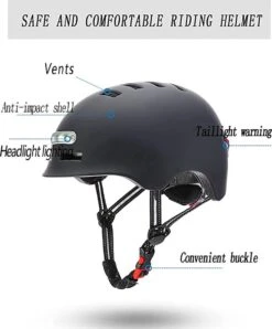 Fietshelm - Met Voor- En Achterlicht-Skatehelm - Maat-L 58-61cm-Helm Mat-Zwart - LED Verlichting -BASIL Verkoop 995x1200 1
